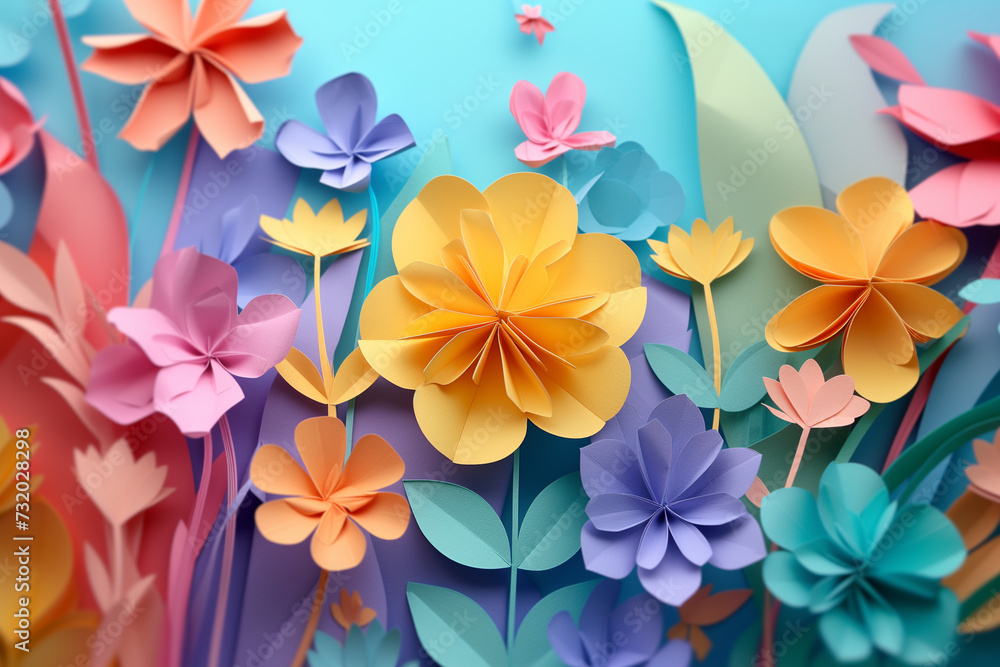 Fototapeta premium Paper hearts in spring setting