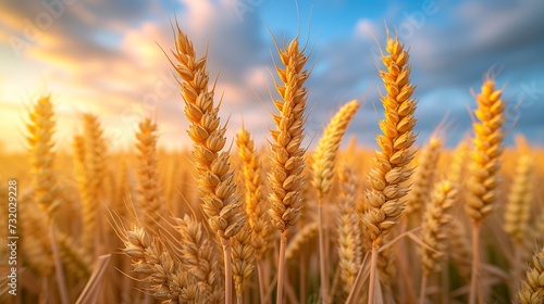 Yellow wheat field and blue sky
