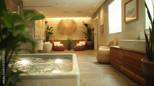 Tranquil spa environment, inviting clients to escape and indulge in pampering beauty treatments