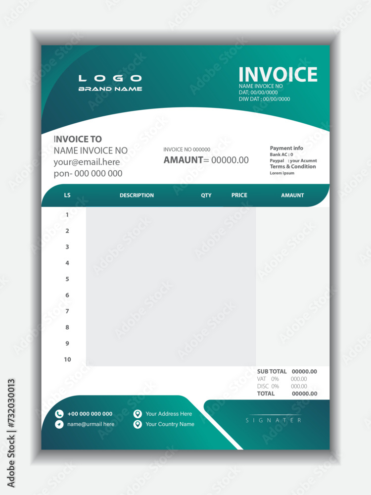 Obraz premium Vector elegant blue gray vector invoice template design