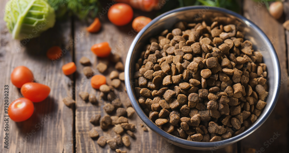 cat food in tray surrounded by vegetable cat food in tray surrounded by vegetable