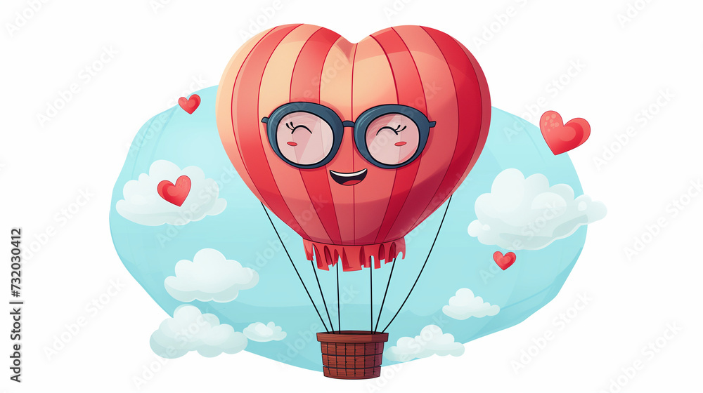 Fototapeta premium heart shaped hot air balloons character