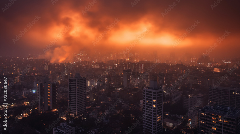 burning in city