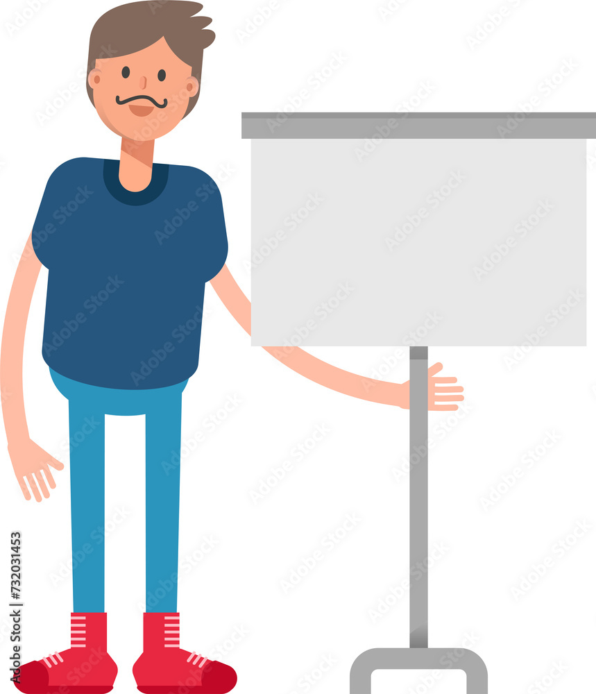 Beard Man Character Presenting Whiteboard
Beard Man Character Presenting Whiteboard