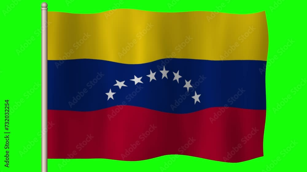 National Flag of Venezuela Over Chroma Key National Flag of Venezuela Over Chroma Key