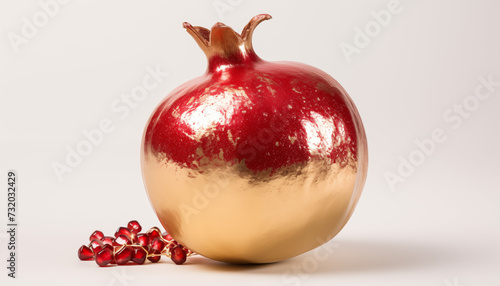 Gilded pomegranate on a white background