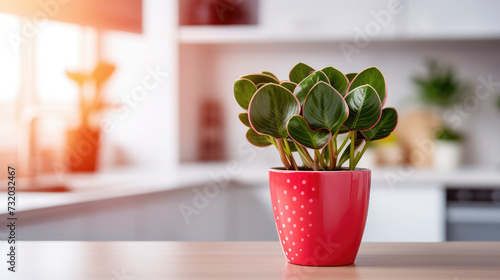 Valentine's Day themed house plant in kitchen with blurred background