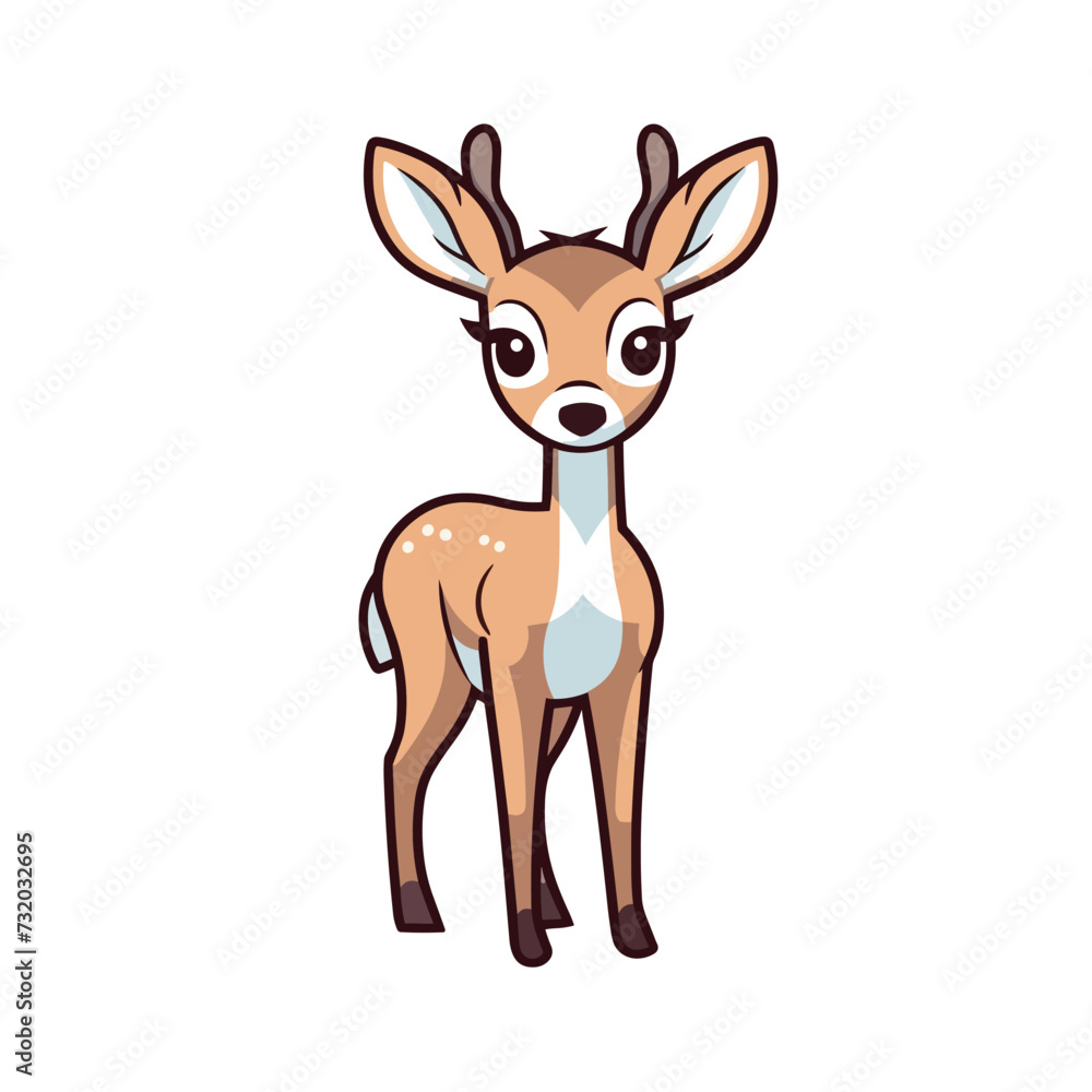 Vector illustration of a small cartoon deer against a white background Vector illustration of a small cartoon deer against a white background
