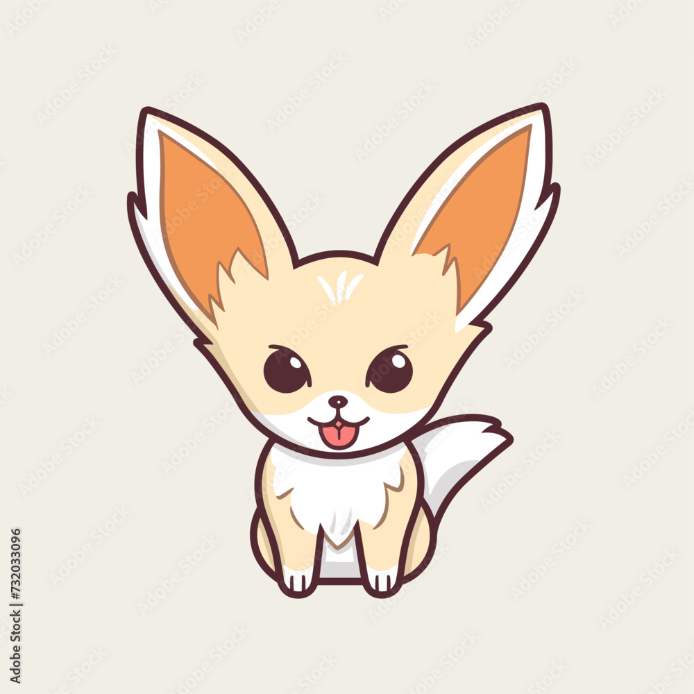 Vector illustration of a small cartoon Fennec Fox