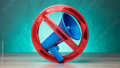 símbolo de proibição em frente a um megafone, conceito liberdade de expressão photo