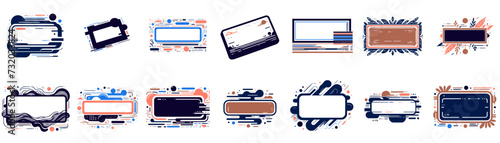  Modern Text Box Stickers, Frame Label, copy space, Vector Set