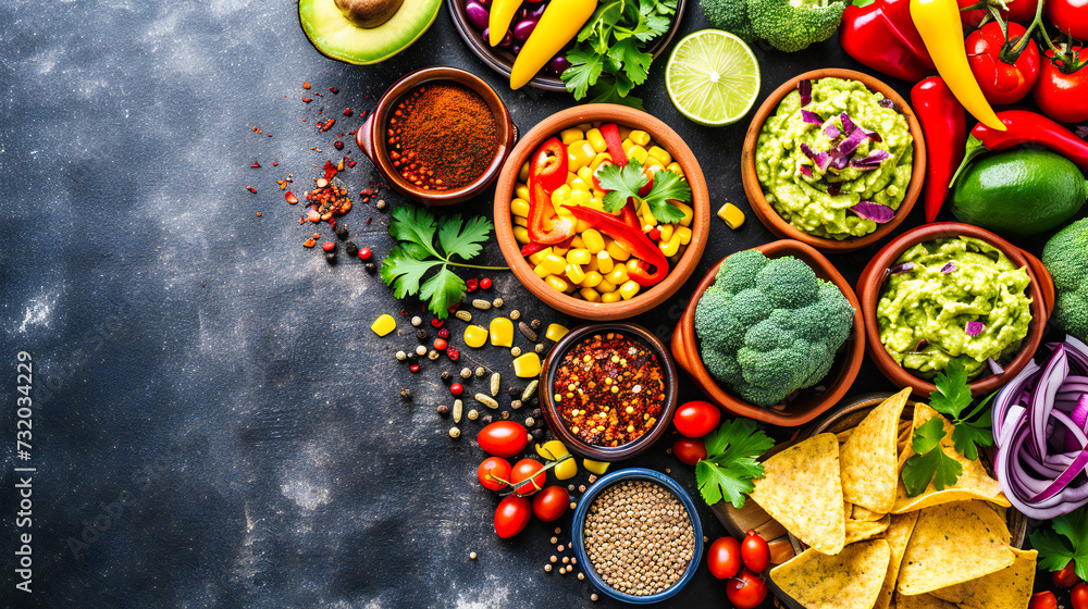 Fresh Guacamole and Salsa with Tortilla Chips, Delicious Mexican Appetizer on a Rustic Wooden Table