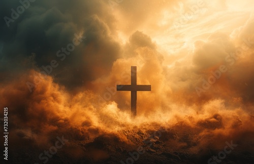 a cross near a cloud