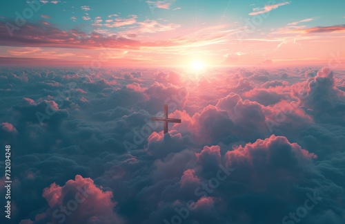a cross above the clouds