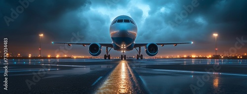a passenger plane is sitting at an airport runway