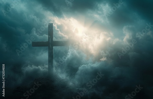 a cross near a cloud