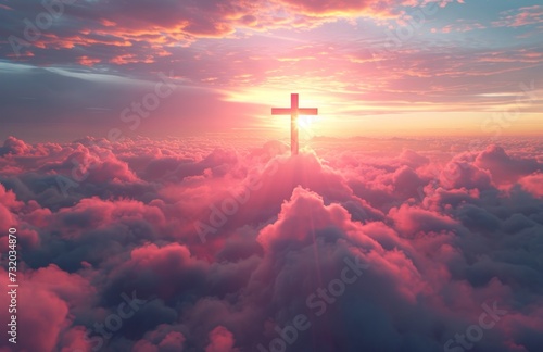 a cross above the clouds