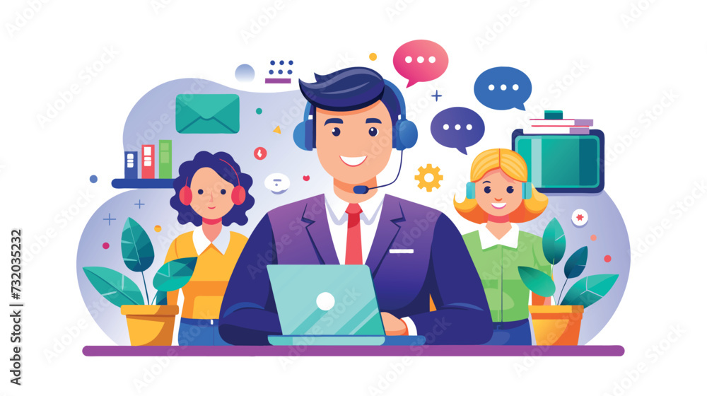 Vibrant Customer Service Team in a Virtual Support Center Vibrant Customer Service Team in a Virtual Support Center
