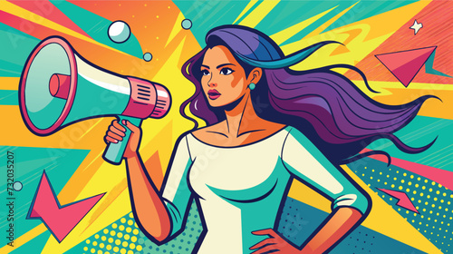 Woman Holding Megaphone for Speech