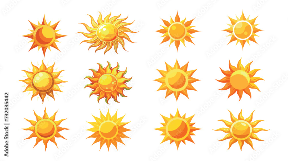 Set of Sun Icons on White Background Set of Sun Icons on White Background