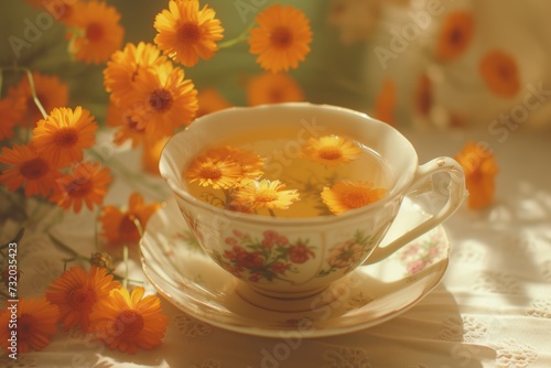 flowers of orange calendula, medicine herb