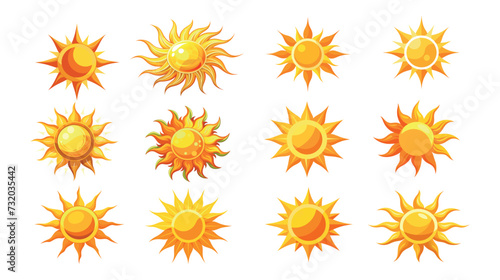 Set of Sun Icons on White Background