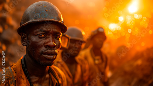 Hombres trabajando en una mina en el corazón de Africa. Ejemplo de explotación y esclavitud.  © VicPhoto