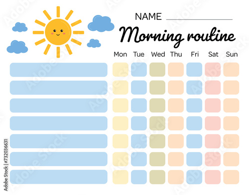 Morning checklist for kids, discipline, motivation. Morning routine chore for kids. My tasks and responsibilities. Daily routine tracker for children. Daily regime. My chore chart.
