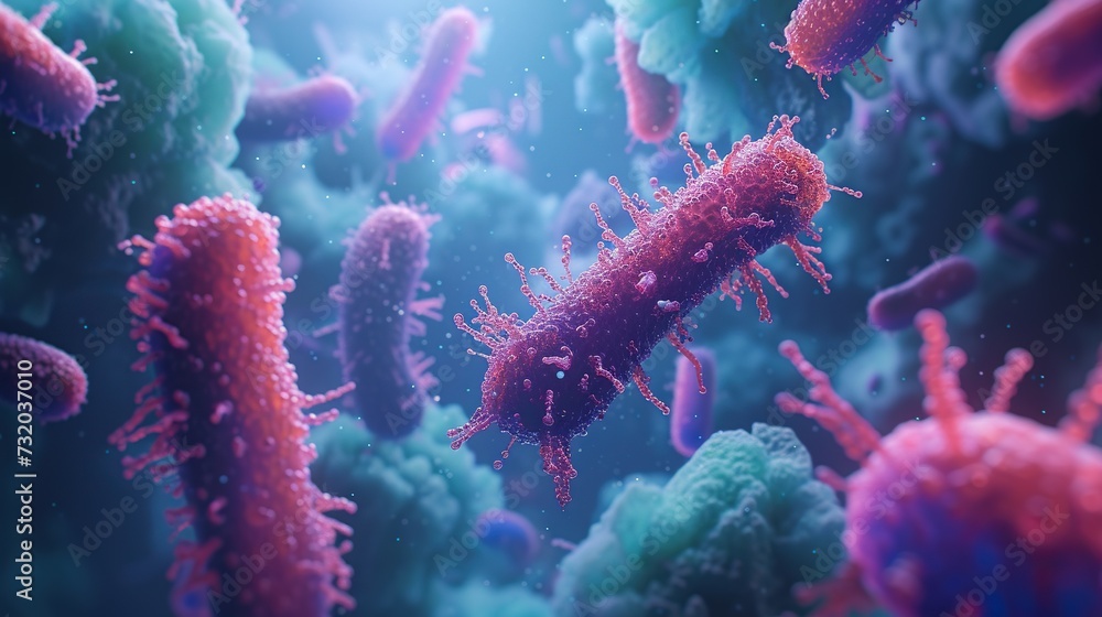 Bacteria colonies under a microscope. Generative AI Bacteria colonies under a microscope. Generative AI