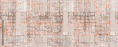 Modern vintage effect fabric texture print rug tye die retro rug, flooring, weaving pattern Plaid check design for carpet,  blanket digital weaving Ikat boho vintage vintage decor textile design .