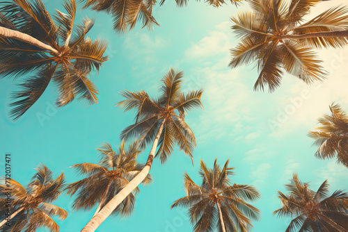 Sky view with palm trees created with Generative AI technology