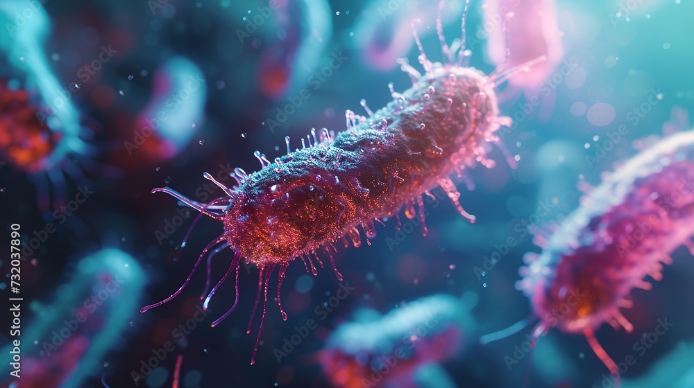 Bacteria colonies under a microscope. Generative AI Bacteria colonies under a microscope. Generative AI