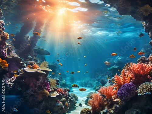 coral reef and diver © Thavindu Perera  