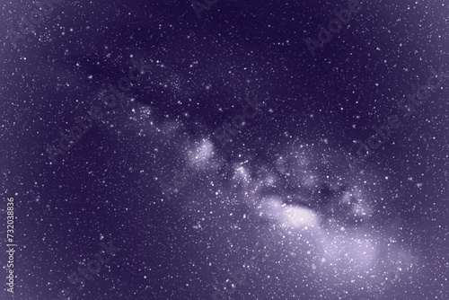 Night starry sky and Milky Way. Monochrome cold blue space background