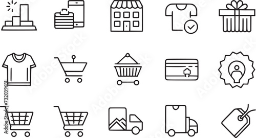 Website and mobile app icons set for ecomerce business.