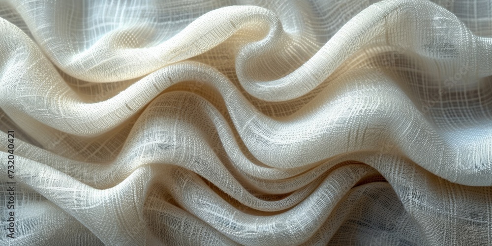 A tender and smooth scrim fabric, delicately draped in graceful waves, evoking elegance and romantic beauty. A tender and smooth scrim fabric, delicately draped in graceful waves, evoking elegance and romantic beauty.
