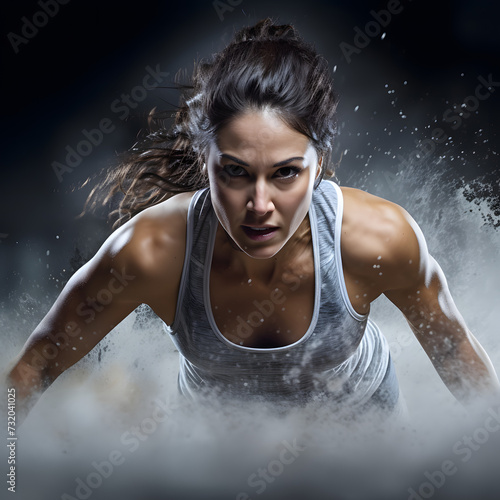 Empowered Strength  Portrait of a Powerful  Fit Woman - Generative AI