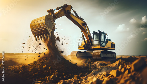 Photography Excavatrice sur le chantier de construction