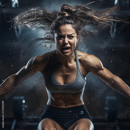 Empowered Strength: Portrait of a Powerful, Fit Woman - Generative AI