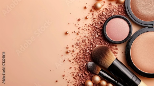 Understated backdrop with refined decorative cosmetics