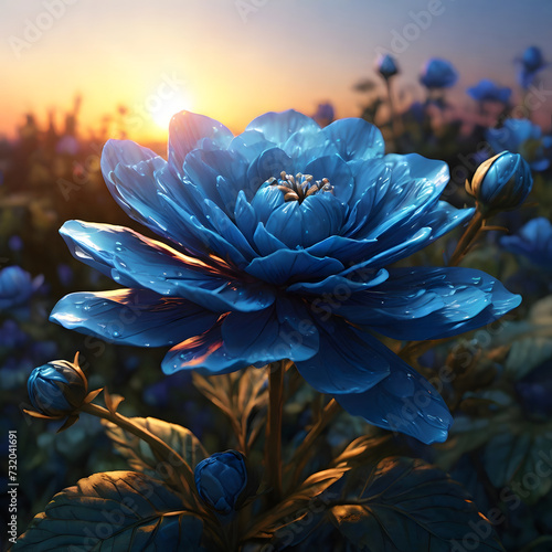 Blue Flower at Sunset