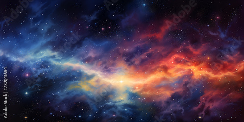 Starry background, space, nebula, drawing