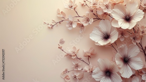 Chic and stylish composition featuring minimalist floral motifs