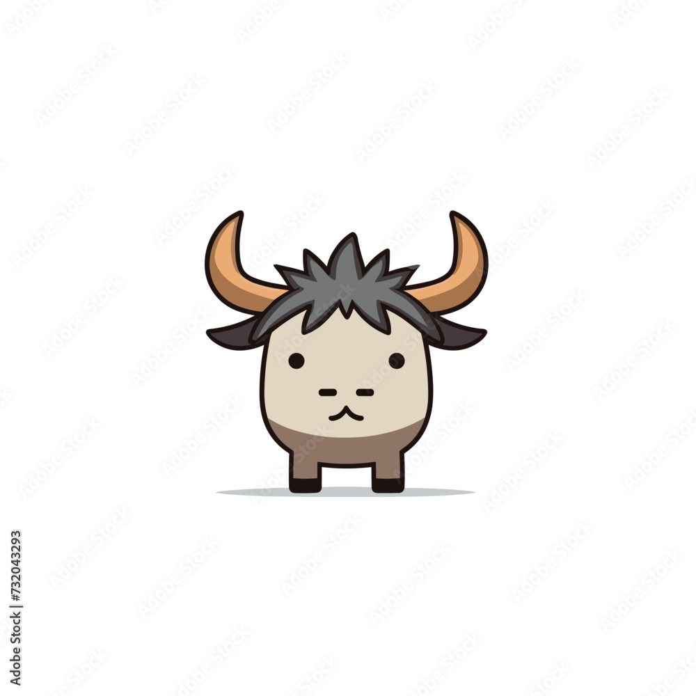 Vector illustration of a small cartoon gnu against a white background Vector illustration of a small cartoon gnu against a white background