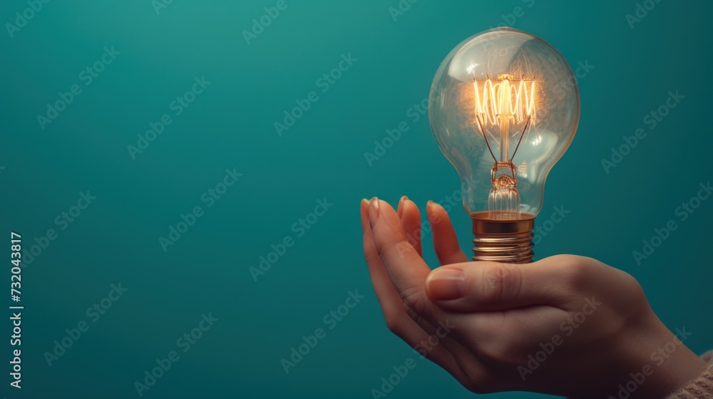 New bright idea concept with human palms holding illuminated lightbulb,copy space. New bright idea concept with human palms holding illuminated lightbulb,copy space.