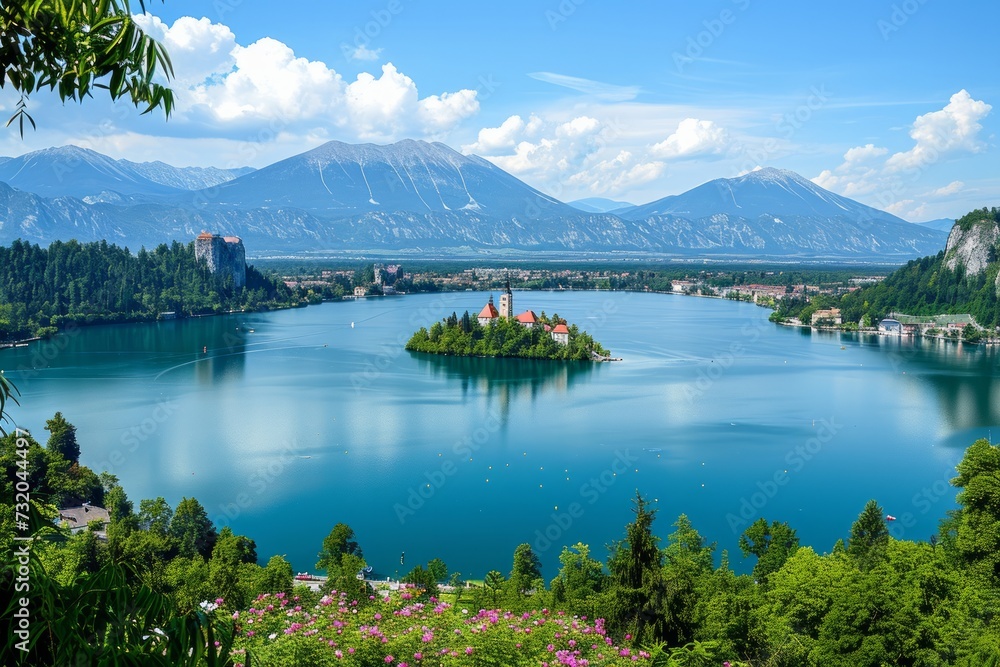 Lake Bled, located in Slovenia, Europe