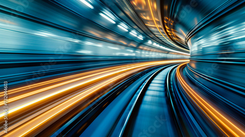High-speed movement through a modern tunnel, capturing the essence of rapid transportation and technology