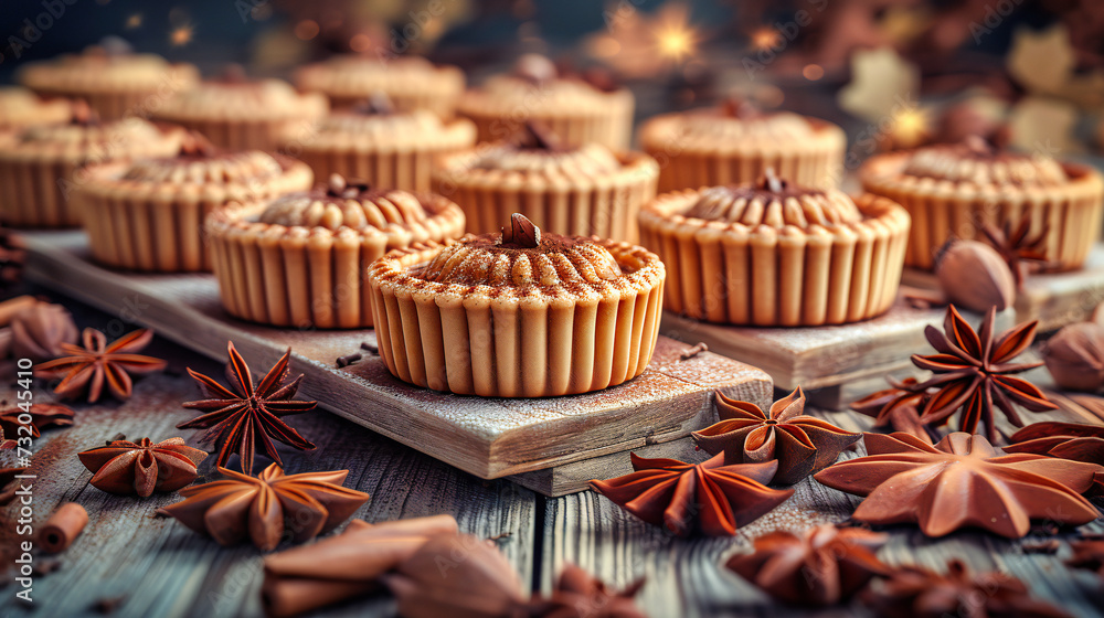 Homemade Dessert Delights, Rustic Table Setting with Sweet Cakes and Cupcakes Homemade Dessert Delights, Rustic Table Setting with Sweet Cakes and Cupcakes
