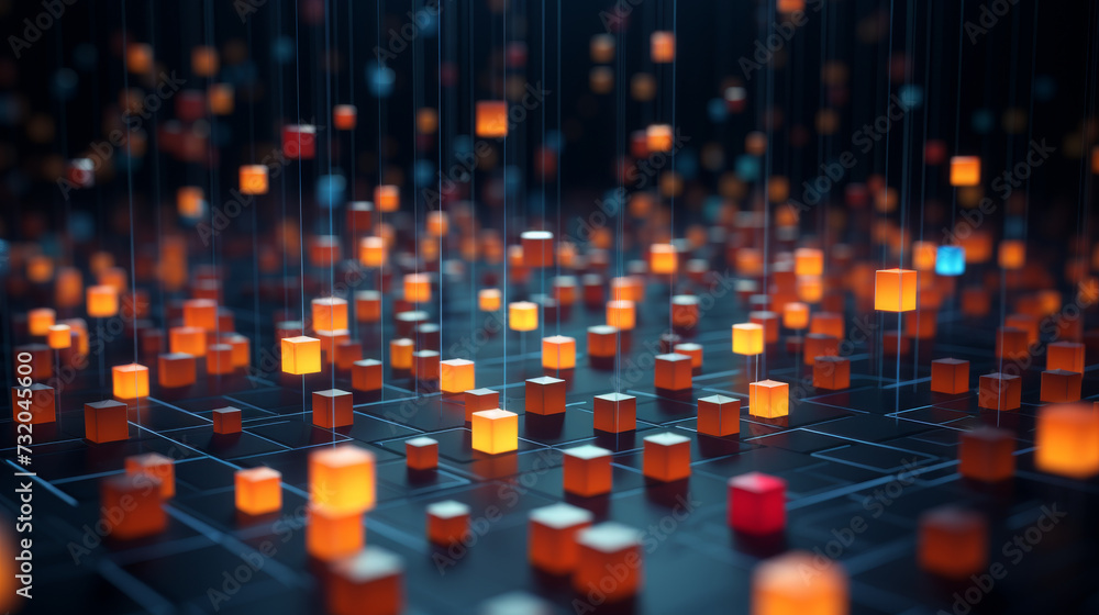 Obraz premium glowing cubes 