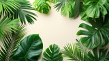 Calm and tranquil setting with scattered tropical leaves